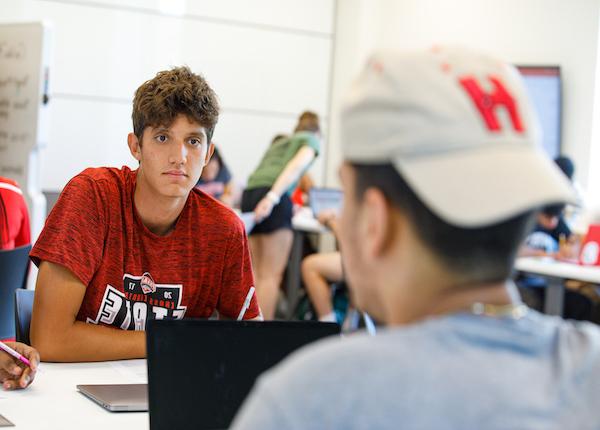 Barney accounting undergraduate students in class.